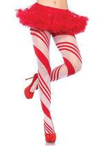 Load image into Gallery viewer, Leg Avenue Spandex Sheer Candy Striped Pantyhose - Red/White - One Size
