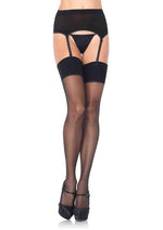 Load image into Gallery viewer, Leg Avenue Spandex Sheer Garter Belt and Stocking - Black - One Size - 2pc
