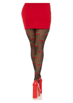 Load image into Gallery viewer, Leg Avenue Spandex Sheer Polka Dot Cherry Tights