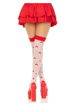 Load image into Gallery viewer, Leg Avenue Spandex Sheer Polka Dot Mushroom Thigh Highs
