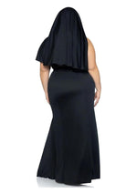 Load image into Gallery viewer, Leg Avenue Sultry Sinner Dual Slit Garter Dress with Vinyl Cross Detail, Vinyl Collar, and Nun Habit
