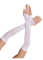 Load image into Gallery viewer, Leg Avenue Sweetheart Striped Keyhole Arm Warmers with Mini Bow Accents - White - One Size