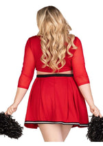 Load image into Gallery viewer, Leg Avenue Varsity Babe Set Crop Top with Cheer Logo, Pleated Skirt, and Pom Poms