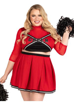 Load image into Gallery viewer, Leg Avenue Varsity Babe Set Crop Top with Cheer Logo, Pleated Skirt, and Pom Poms - Red - 3XLarge/4XLarge - 3 Piece