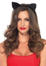Load image into Gallery viewer, Leg Avenue Velvet Black Cat Ears - Black - One Size
