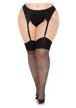 Load image into Gallery viewer, Leg Avenue Wide Top Rhinestone Spandex Sheer Stockings - 1x-2x - Black
