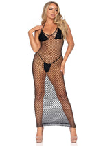 Load image into Gallery viewer, Leg Avenue Woven Twist Net Backless Maxi Dress - Black - One Size