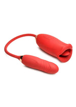 Load image into Gallery viewer, Lickgasm Magic Kiss Kissing Rechargeable Silicone Clitoral Stimulator with Thrusting Vibrator - Red
