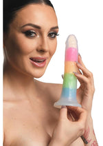 Load image into Gallery viewer, Lollicock Glow In The Dark Rainbow Silicone Dildo - Glow In The Dark/Multicolor - 7in
