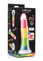Load image into Gallery viewer, Lollicock Glow In The Dark Rainbow Silicone Dildo - Glow In The Dark/Multicolor - 7in
