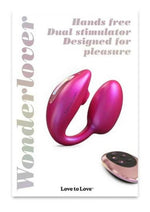 Load image into Gallery viewer, Love to Love Wonderlover Rechargeable Silicone Dual Vibrator with Remote - Iridescent - Berry