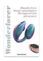 Load image into Gallery viewer, Love to Love Wonderlover Rechargeable Silicone Dual Vibrator with Remote - Iridescent - Turquoise