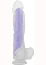 Load image into Gallery viewer, Luminous Stud Dildo with Balls - Glow In The Dark/Purple
