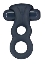 Load image into Gallery viewer, Lux Active Triad Silicone Rechargeable Vibrating Dual Cock Ring with Remote Control - Blue/Navy