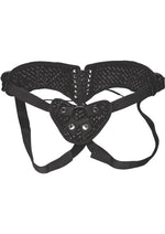 Load image into Gallery viewer, Lux Fetish Diamond Velvet Strap-On Corset Adjustable - Black