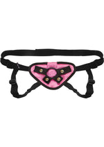 Load image into Gallery viewer, Lux Fetish Pink Velvet Strap-On Harness Adjustable - Pink