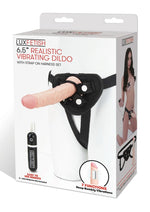Load image into Gallery viewer, Lux Fetish Realistic Vibrating Dildo with Harness Remote Control - Vanilla - 6.5in
