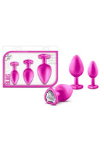 Load image into Gallery viewer, Luxe Bling Plugs Silicone Training Kit with White Gems (3 Size Kit - Pink