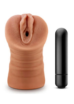 Load image into Gallery viewer, M For Men Julieta Vibrating Masturbator with Bullet - Pussy - Brown/Caramel

