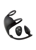 Load image into Gallery viewer, Magic Remote Controlled Scrotum Massager Rechargeable Silicone Plug - Black
