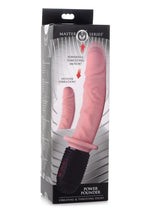 Load image into Gallery viewer, Master Series 10x Vibrating and Thrusting Silicone Rechargeable Dildo with Handle - Vanilla - 10in
