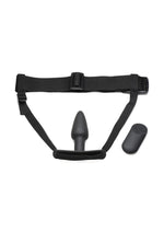 Load image into Gallery viewer, Master Series Bum-Tastic 28x Rechargeable Silicone Anal Plug with Harness and Remote Control - Black
