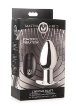 Load image into Gallery viewer, Master Series Chrome Blast 7x Rechargeable Anal Plug with Remote Control - Silver - Large
