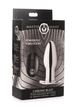 Load image into Gallery viewer, Master Series Chrome Blast 7x Rechargeable Anal Plug with Remote Control - Silver - Small
