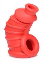 Load image into Gallery viewer, Master Series Crimson Chamber Silicone Chastity Cage - Red
