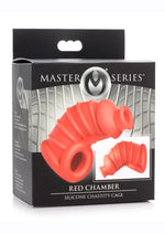 Load image into Gallery viewer, Master Series Crimson Chamber Silicone Chastity Cage - Red
