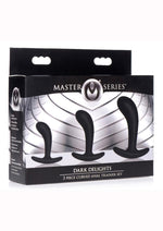 Load image into Gallery viewer, Master Series Dark Delights Curved Silicone Anal Trainer - Black - 3 Piece/Set