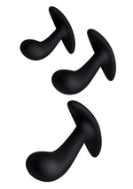 Load image into Gallery viewer, Master Series Dark Delights Curved Silicone Anal Trainer - Black - 3 Piece/Set