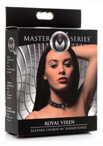 Load image into Gallery viewer, Master Series Leather Collar with Rhinestones - Black/Purple
