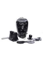 Load image into Gallery viewer, Master Series Muzzled Universal BDSM Hood with Removable Muzzle - Black
