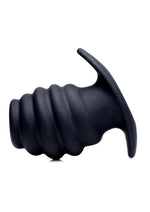 Load image into Gallery viewer, Master Series Silicone Ribbed Hollow Anal Plug - Black - Medium