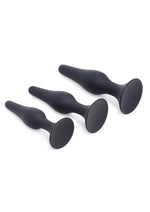 Load image into Gallery viewer, Master Series Triple Spire Tapered Silicone Anal Trainer - Black - 3 Piece/Set