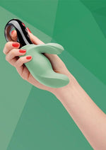 Load image into Gallery viewer, Miss Bi Silicone Vibrator with Clitoral Stimulator - Jade
