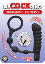 Load image into Gallery viewer, My Cock Ring Silicone Cock Ring with Vibrating Ass Pleaser Butt Plug - Black
