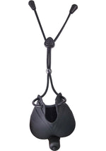 Load image into Gallery viewer, My Cock Ring Vibrating Scrotum Pouch and Cinch Silicone Cock Ring - Black
