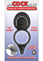 Load image into Gallery viewer, My Cockring Double Loop Silicone Cock Ring and Scrotum Cinch - Black

