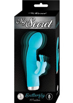 Load image into Gallery viewer, My Secret Butterfly Rechargeable Silicone Rabbit Vibrator - Aqua/Blue
