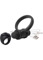 Load image into Gallery viewer, My Secret USB Rechargeable Vibrating Silicone Cock Ring Set For Him Waterproof - Black
