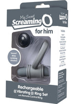 Load image into Gallery viewer, My Secret USB Rechargeable Vibrating Silicone Cock Ring Set For Him Waterproof - Grey

