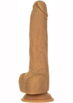 Load image into Gallery viewer, Naked Addiction Silicone Rechargeable Thrusting Dildo - Brown/Caramel - 9in
