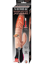 Load image into Gallery viewer, Natural Realskin Hot Cock Jackhammer Rechargeable Warming Vibrator - Flesh/Vanilla