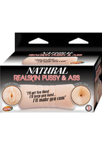 Load image into Gallery viewer, Natural Realskin Pussy and Ass Double Sided Masturbator - Pussy - Butt - Vanilla
