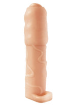 Load image into Gallery viewer, Natural Realskin Vibrating Uncircumcised Penis Extender with Scrotum Ring - Vanilla
