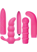 Load image into Gallery viewer, Naughty Explorer Silicone Vibrator Kit with Sleeves - Pink