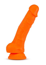 Load image into Gallery viewer, Neo Elite Silicone Dual Density Dildo with Balls - Neon Orange/Orange - 7.5in
