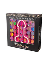 Load image into Gallery viewer, Neon Light Up Penis Sign - Pink/Silver
